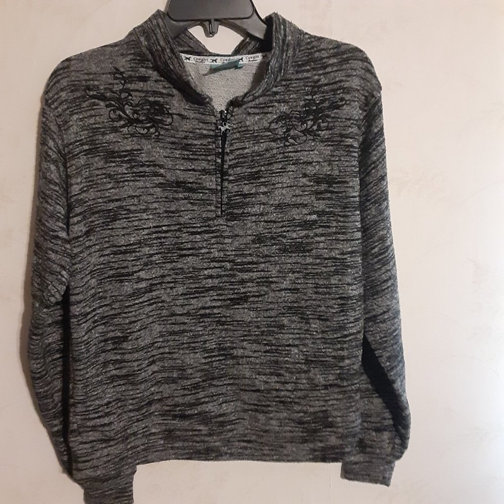 Cowgirl Hardware Women's 1/4 Zip Pullover LS Embroidered Sweater Size S
